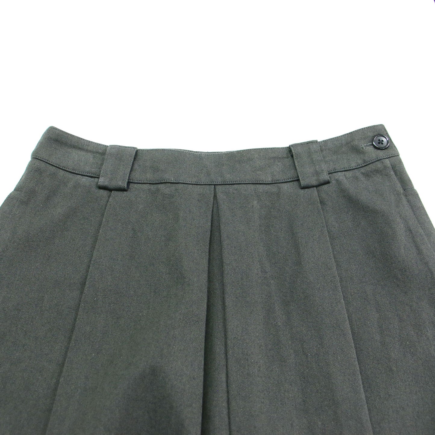 コットン タック フレアスカート / WORN COTTON TWILL SKIRT ミディ丈 プリーツ Aライン