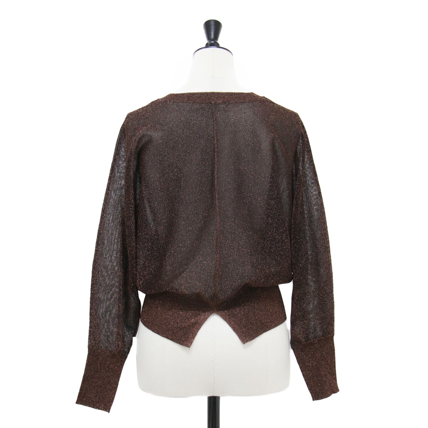 25秋冬 シアーラメ クルーネック プルオーバー / ニット 長袖 クロップド丈 スリット