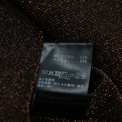 25秋冬 シアーラメ クルーネック プルオーバー / ニット 長袖 クロップド丈 スリット