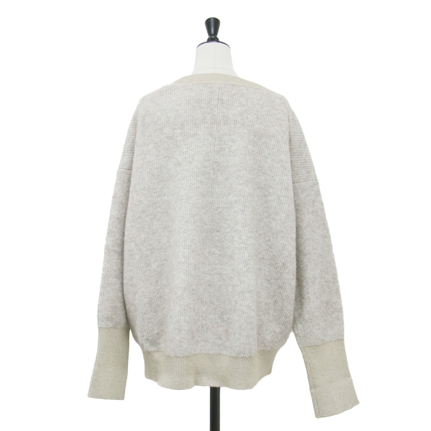 シャギー モヘア ニット カーディガン / 長袖 Vネック バイカラー オーバーサイズ