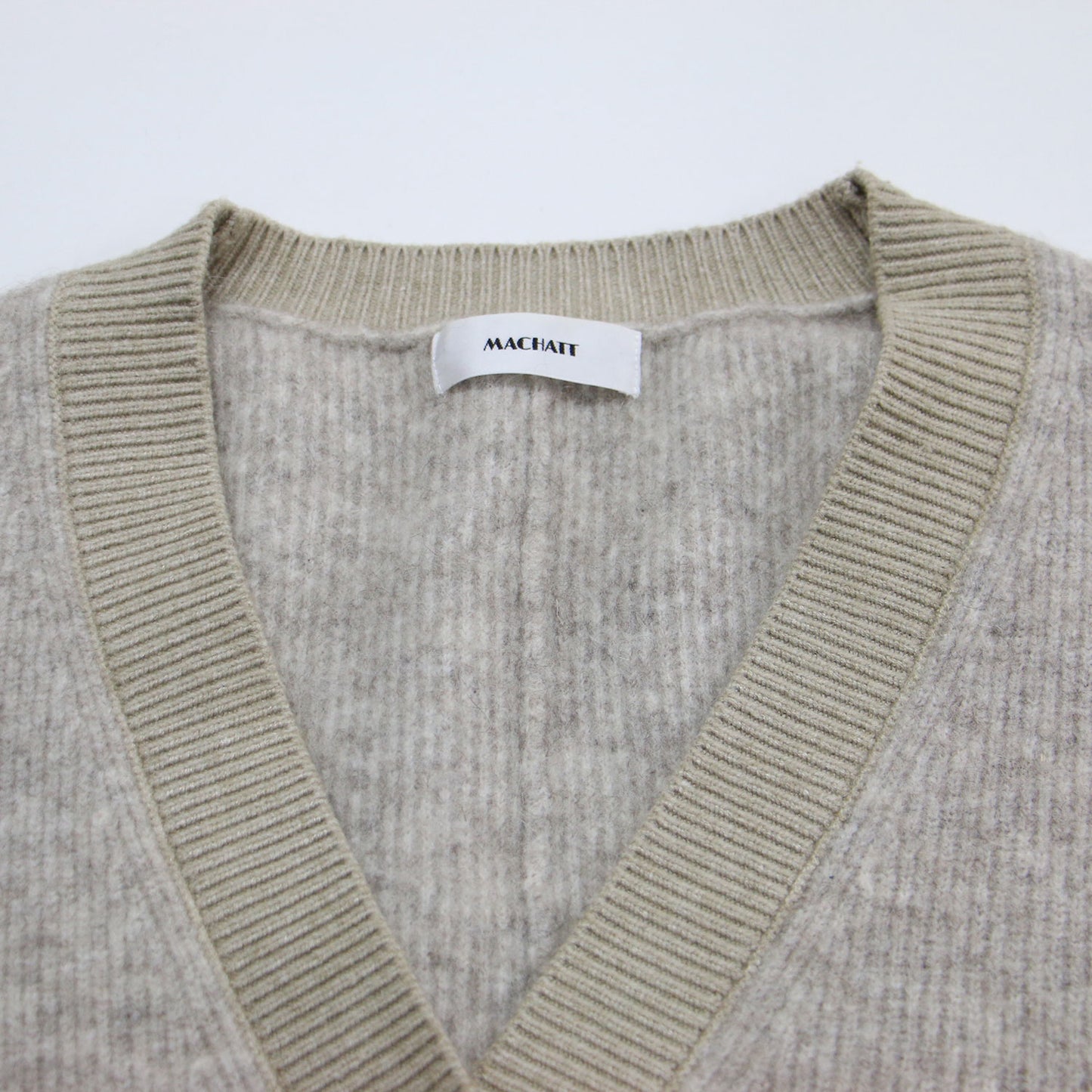 シャギー モヘア ニット カーディガン / 長袖 Vネック バイカラー オーバーサイズ