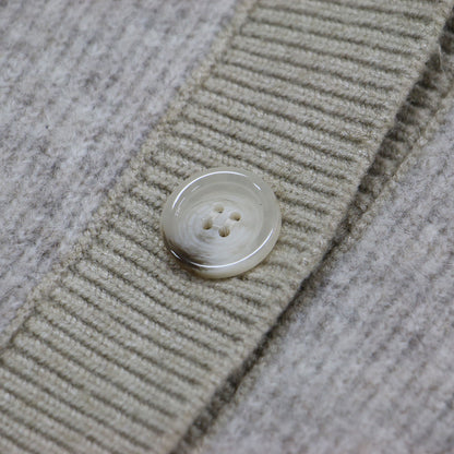 シャギー モヘア ニット カーディガン / 長袖 Vネック バイカラー オーバーサイズ