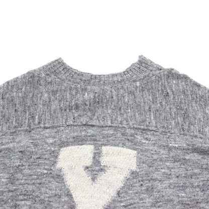 リネンの908ヨットマンニットソー / プルオーバー 長袖 ボトルネック ロゴ スリット リネン シルク