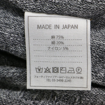リネンの908ヨットマンニットソー / プルオーバー 長袖 ボトルネック ロゴ スリット リネン シルク