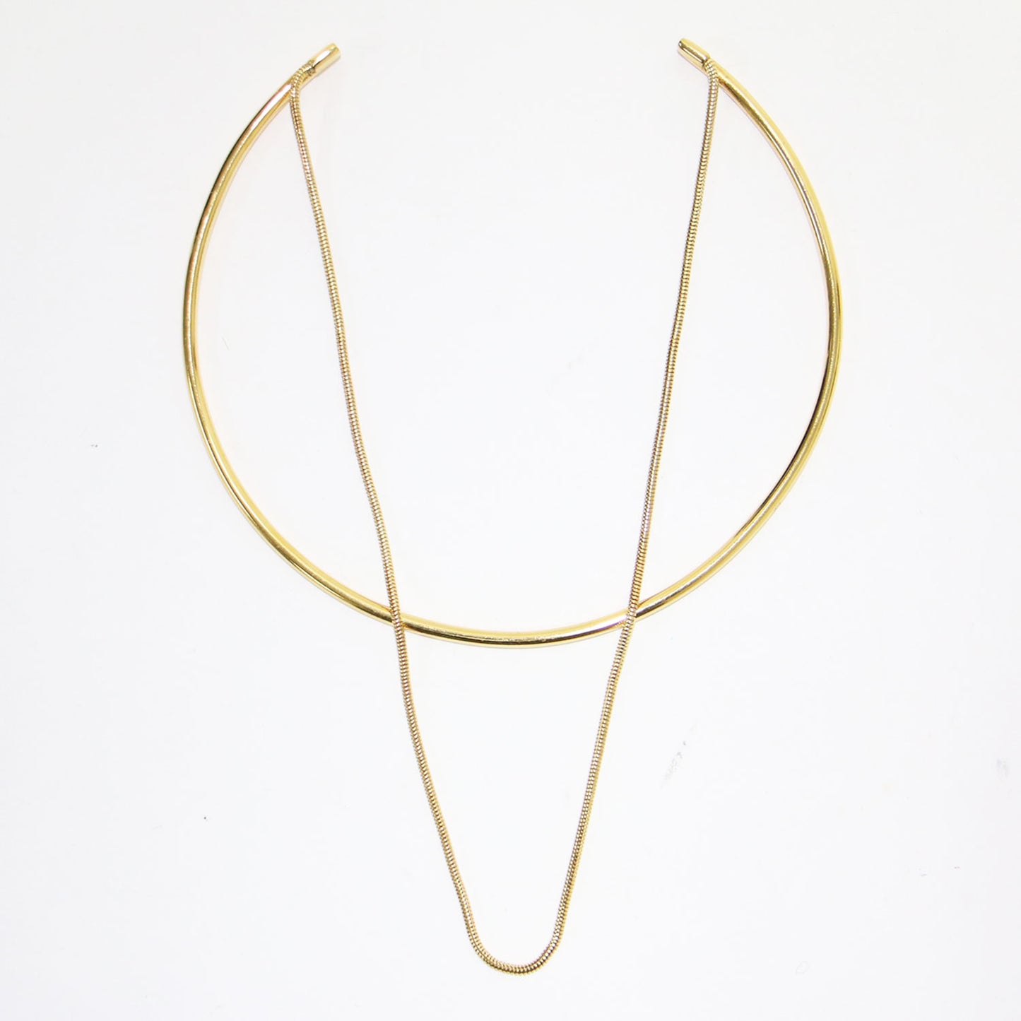 × Rouge vif la cle 別注 25春夏 チェーン付き チョーカー / ネックレス 2連 真鍮 18KG