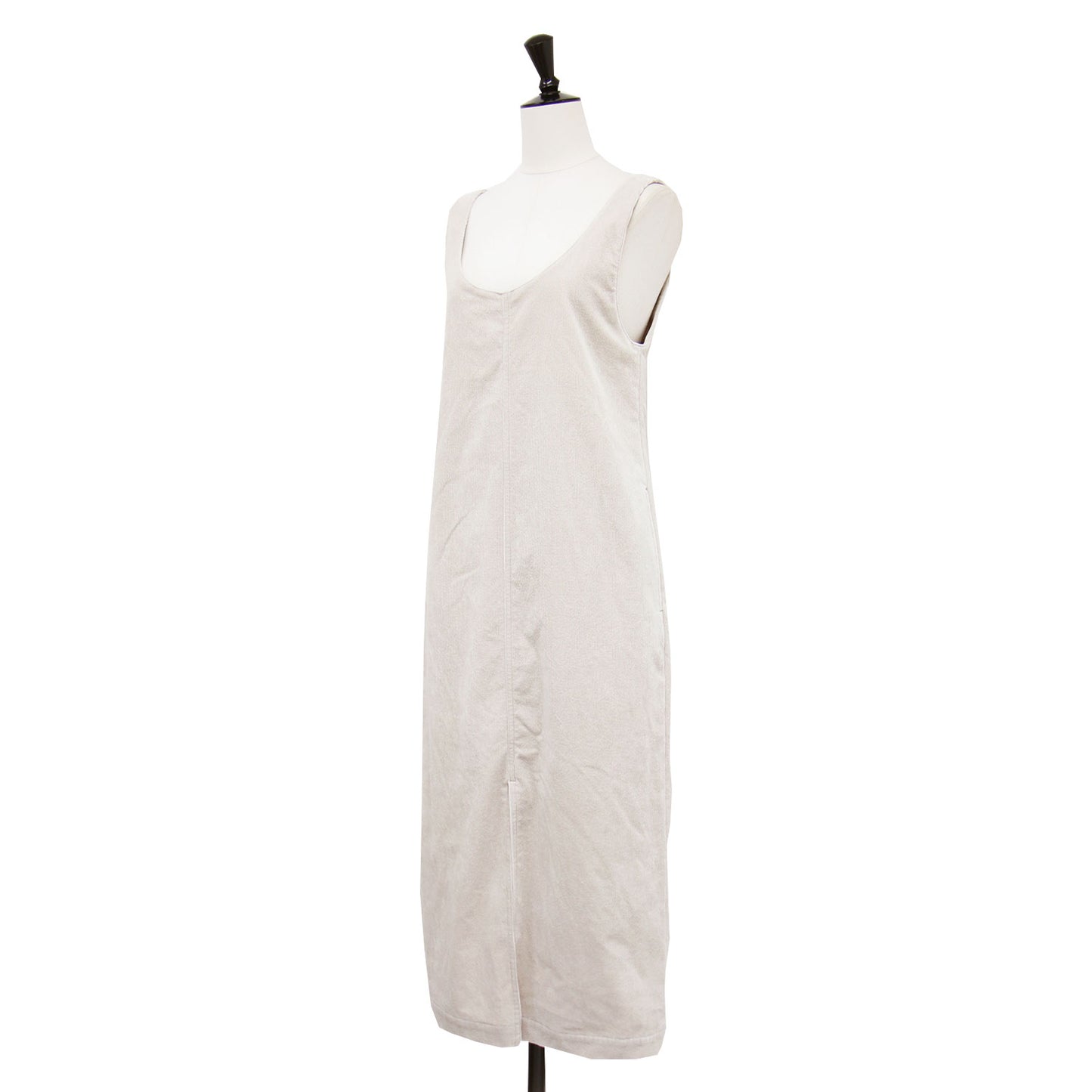 23秋冬 ストレッチ コーデュロイ ジャンパースカート / ワンピース ノースリーブ ロング丈 スリット コットン