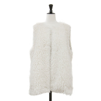 22秋冬 プードルファー クルーネック ジレ / ベスト ノースリーブ ミドル丈 フェイクファー