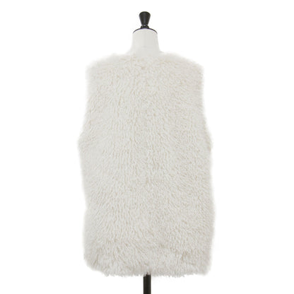 22秋冬 プードルファー クルーネック ジレ / ベスト ノースリーブ ミドル丈 フェイクファー