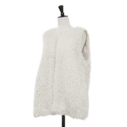 22秋冬 プードルファー クルーネック ジレ / ベスト ノースリーブ ミドル丈 フェイクファー