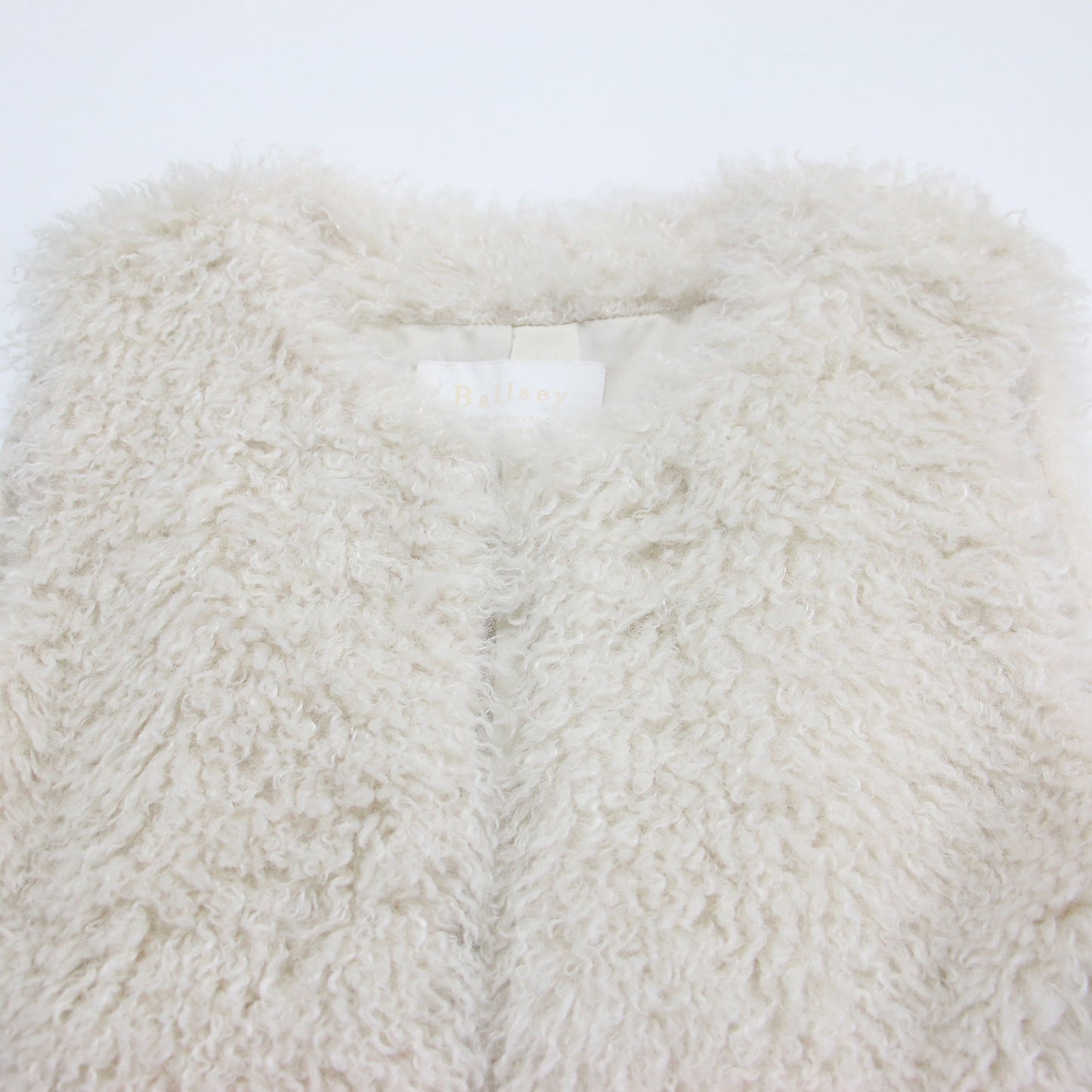 22秋冬 プードルファー クルーネック ジレ / ベスト ノースリーブ ミドル丈 フェイクファー