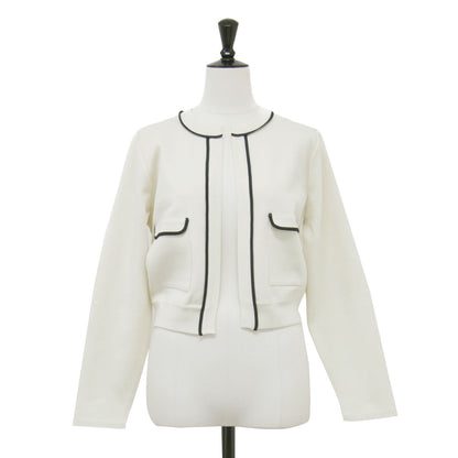 24秋冬 ミラノリブ クルーネックカーディガン / クルーネック 長袖 ショート丈 ボタンレス タック グログランテープ