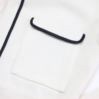 24秋冬 ミラノリブ クルーネックカーディガン / クルーネック 長袖 ショート丈 ボタンレス タック グログランテープ