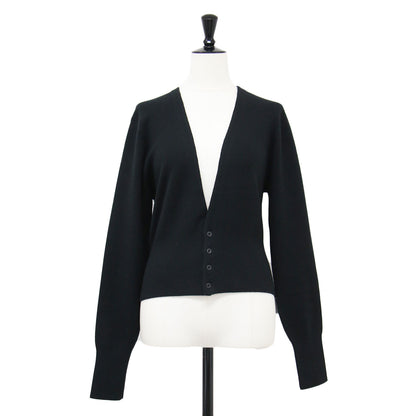 21春夏 コットン カシミヤ Vネック ショートカーディガン / ニット 長袖 コンパクト スムース編み