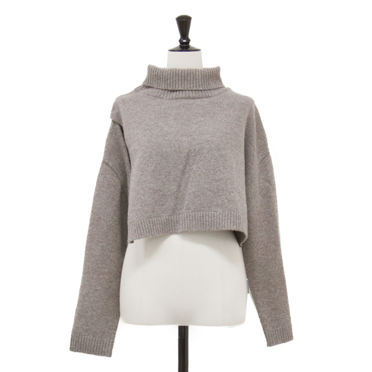 23秋冬 タートルネック スリット ショートニット / TURTLE NECK SLIT プルオーバー 長袖 ドロップショルダー ウール