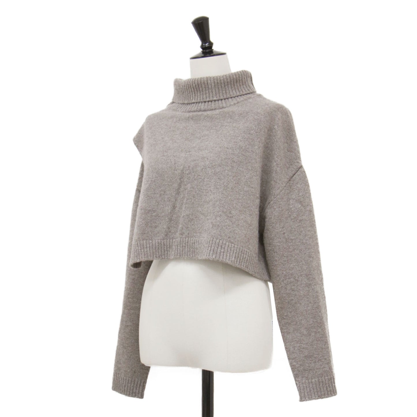 23秋冬 タートルネック スリット ショートニット / TURTLE NECK SLIT プルオーバー 長袖 ドロップショルダー ウール