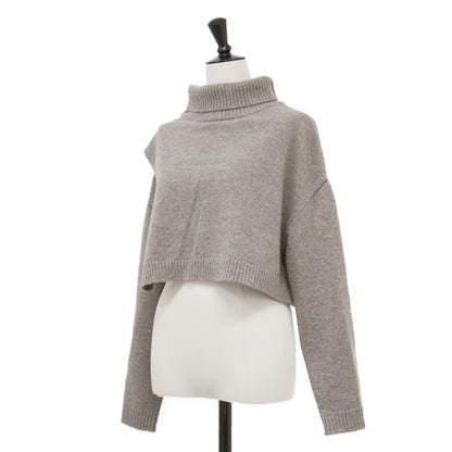 23秋冬 タートルネック スリット ショートニット / TURTLE NECK SLIT プルオーバー 長袖 ドロップショルダー ウール