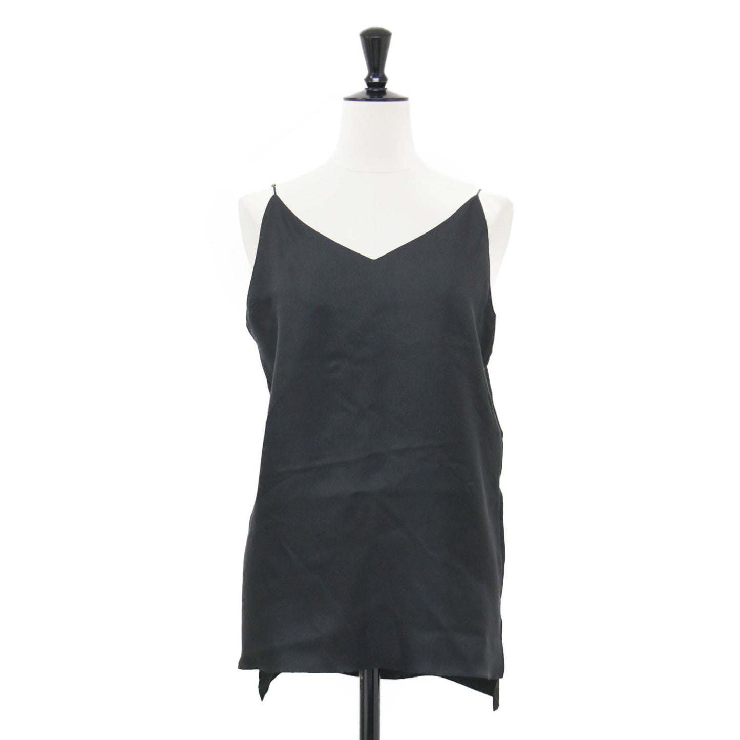 シルク Vネック キャミソール / ノースリーブ Aライン スリット
