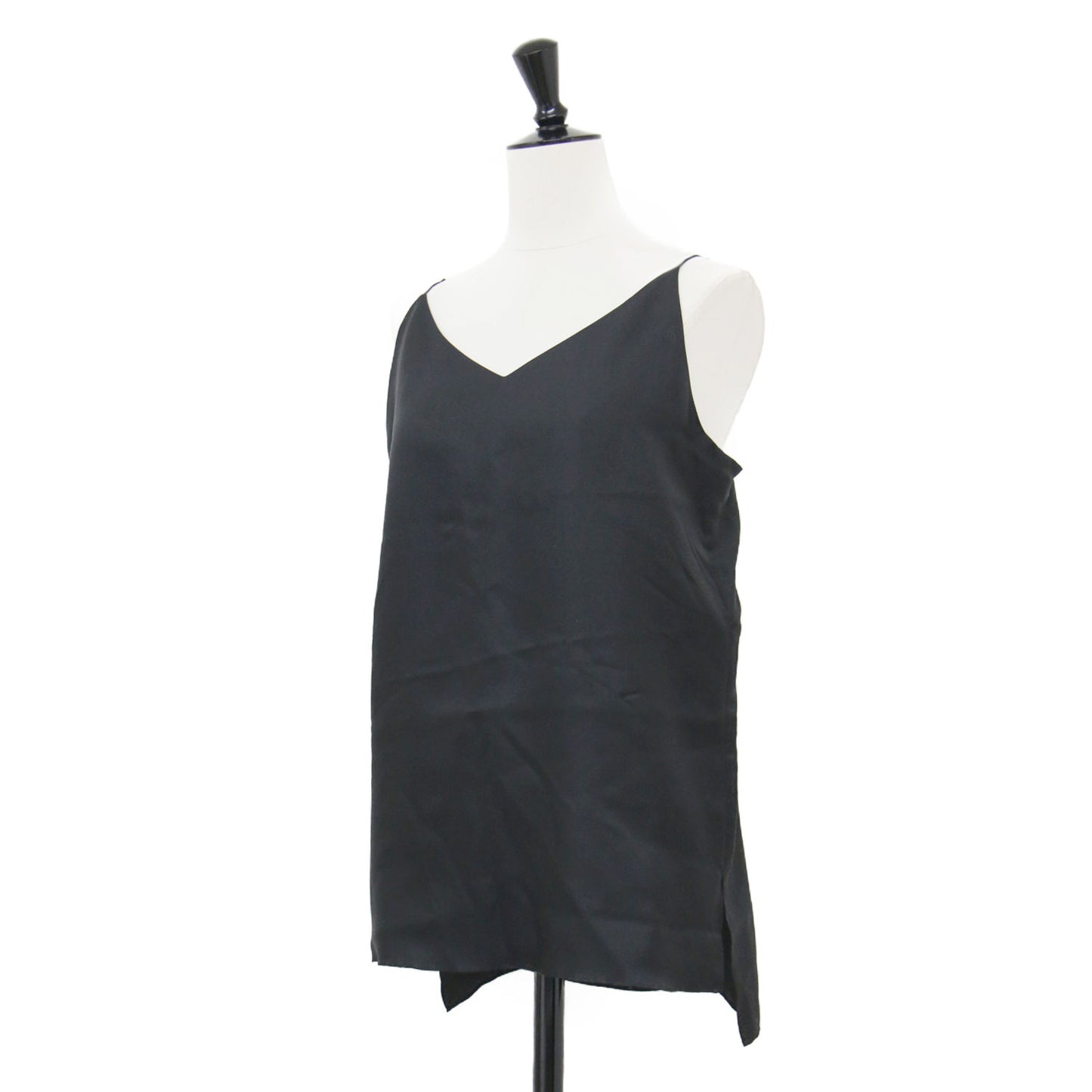 シルク Vネック キャミソール / ノースリーブ Aライン スリット