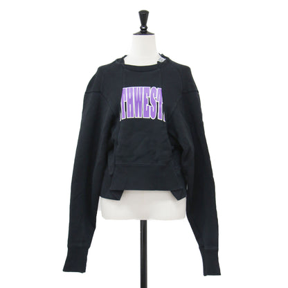 ディフォメーション ショート プルオーバー / Deformation short pullover スウェット 長袖 クルーネック ロゴ プリント コットン