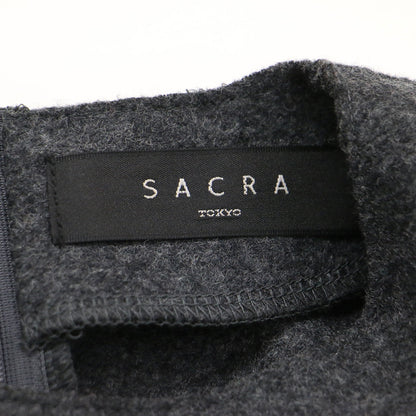 ウール ロングスリーブ プルオーバー / ブラウス クルーネック フリル ボックスシルエット