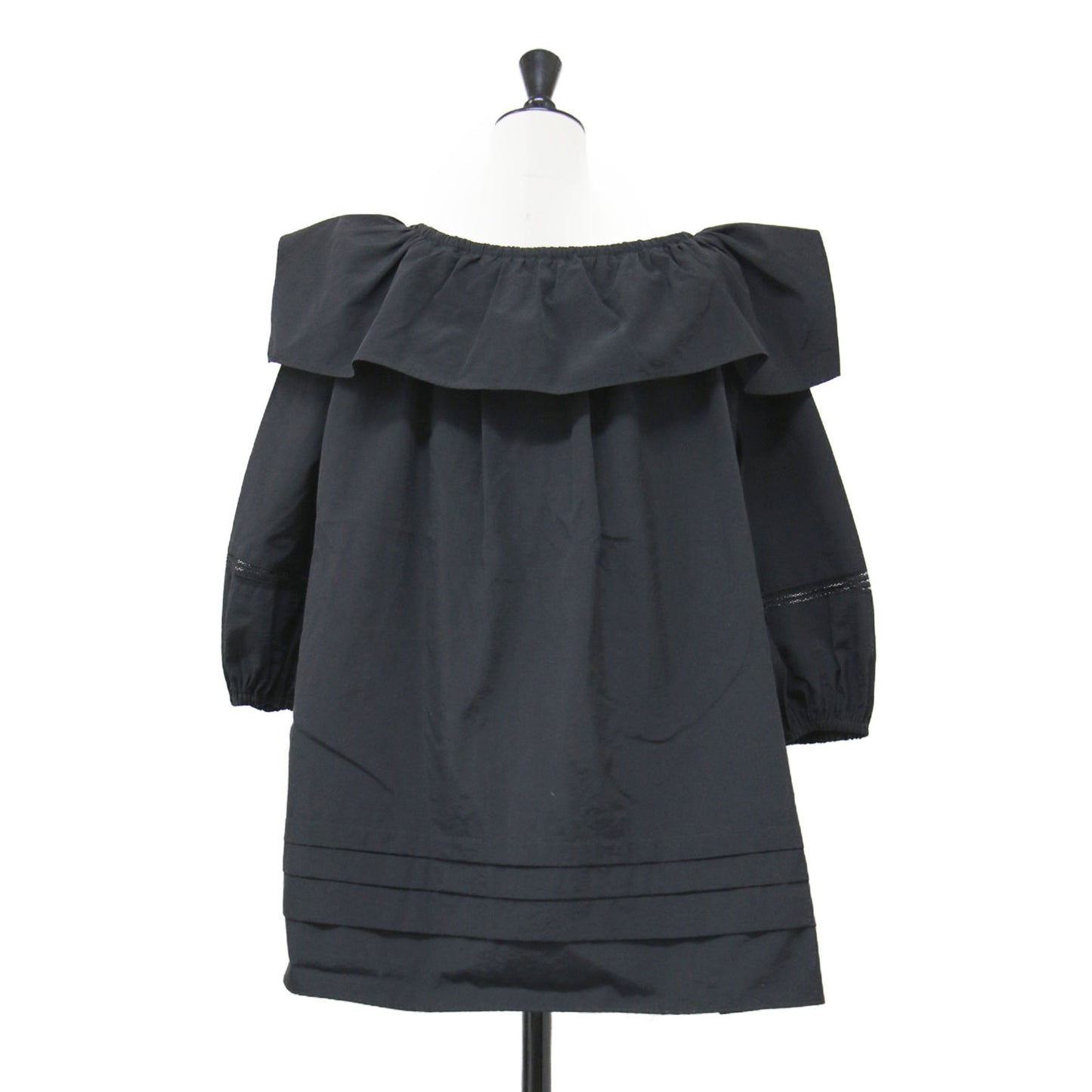 20秋冬 サブリナ トップス / SABRINA TOP ブラウス 七分袖 ボートネック パフスリーブ フリル ギャザー ワッペン コットン