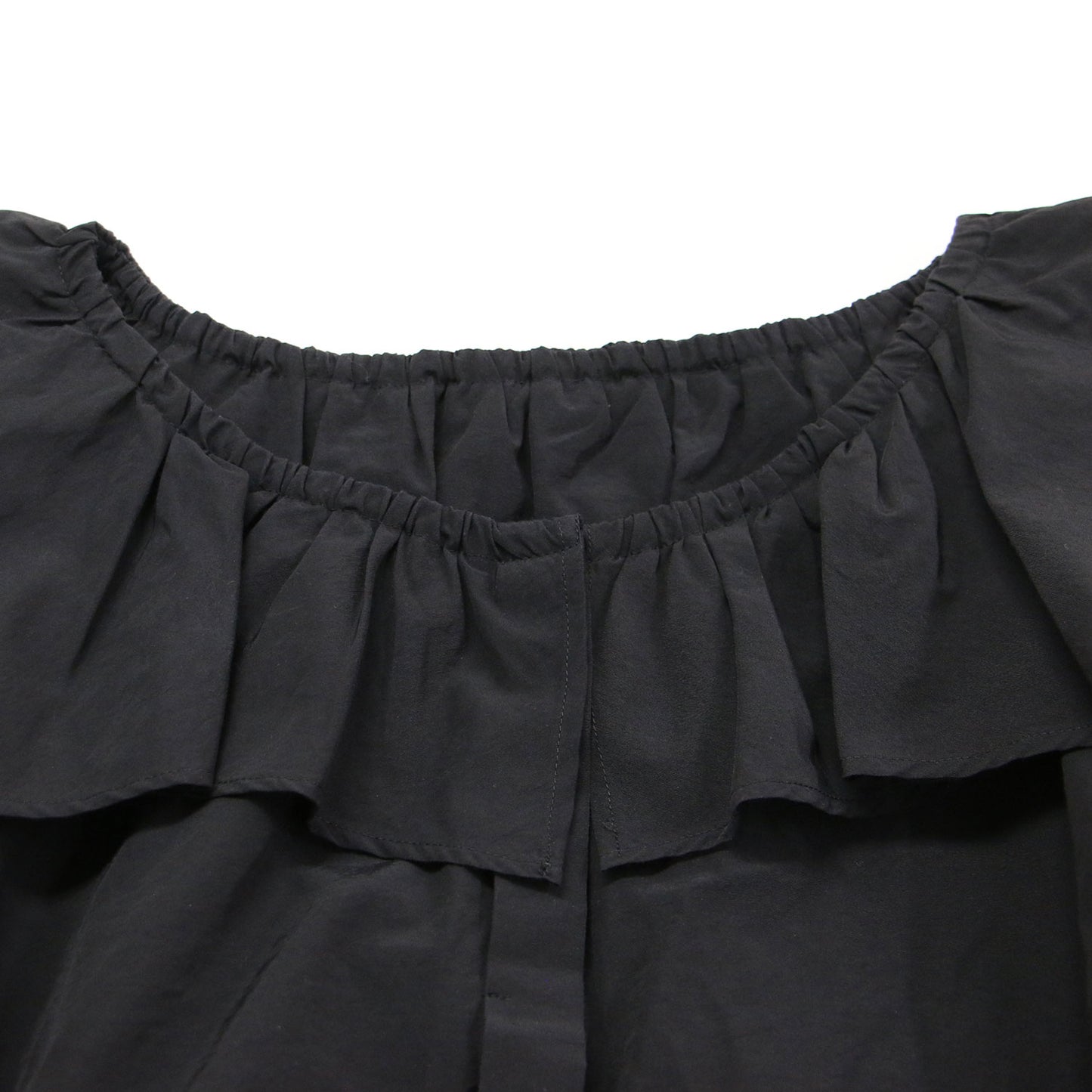 20秋冬 サブリナ トップス / SABRINA TOP ブラウス 七分袖 ボートネック パフスリーブ フリル ギャザー ワッペン コットン