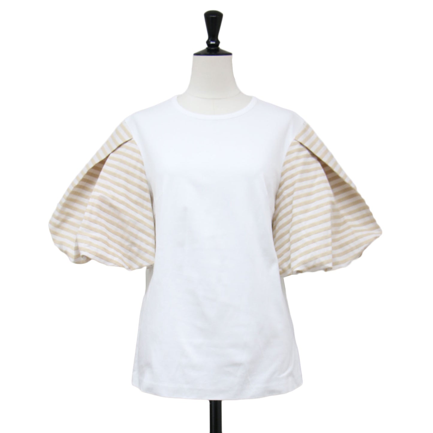 パフスリーブ ティーシャツ / PUFF SLEEVE TEE カットソー 半袖 ボリューム スリーブ クルーネック ボーダー コットン