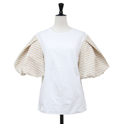 パフスリーブ ティーシャツ / PUFF SLEEVE TEE カットソー 半袖 ボリューム スリーブ クルーネック ボーダー コットン