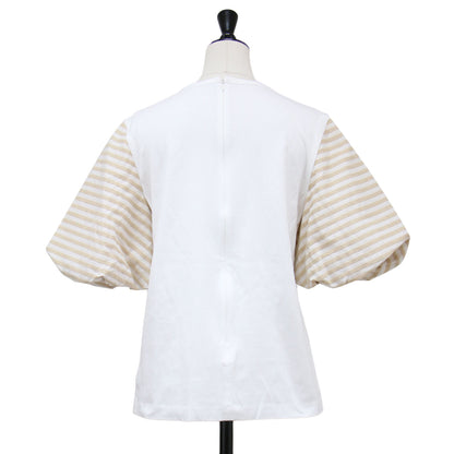 パフスリーブ ティーシャツ / PUFF SLEEVE TEE カットソー 半袖 ボリューム スリーブ クルーネック ボーダー コットン