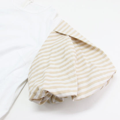 パフスリーブ ティーシャツ / PUFF SLEEVE TEE カットソー 半袖 ボリューム スリーブ クルーネック ボーダー コットン