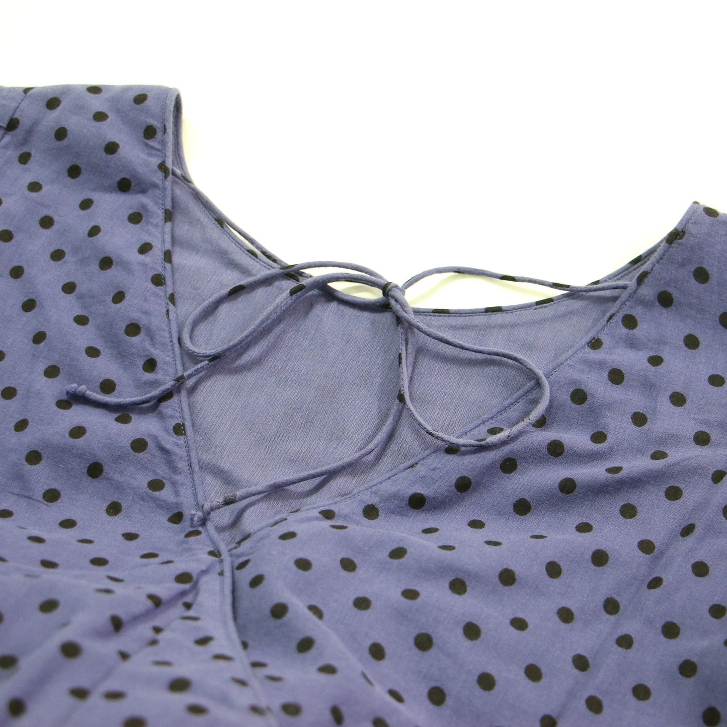 22春夏 ドットプリント タックスリーブ ワンピース / Dot Print Tuck Sleeve Dress ドレス 長袖 クルーネック フレア ギャザー コットン