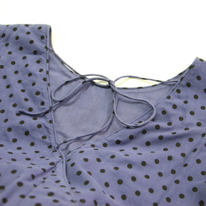 22春夏 ドットプリント タックスリーブ ワンピース / Dot Print Tuck Sleeve Dress ドレス 長袖 クルーネック フレア ギャザー コットン
