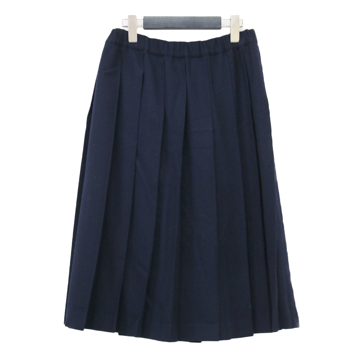 ウール プリーツスカート / フレア ミディ丈 ウエストゴム