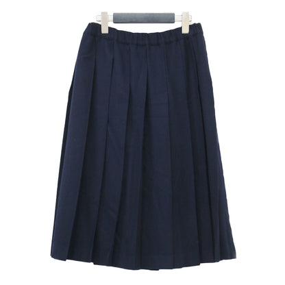 ウール プリーツスカート / フレア ミディ丈 ウエストゴム
