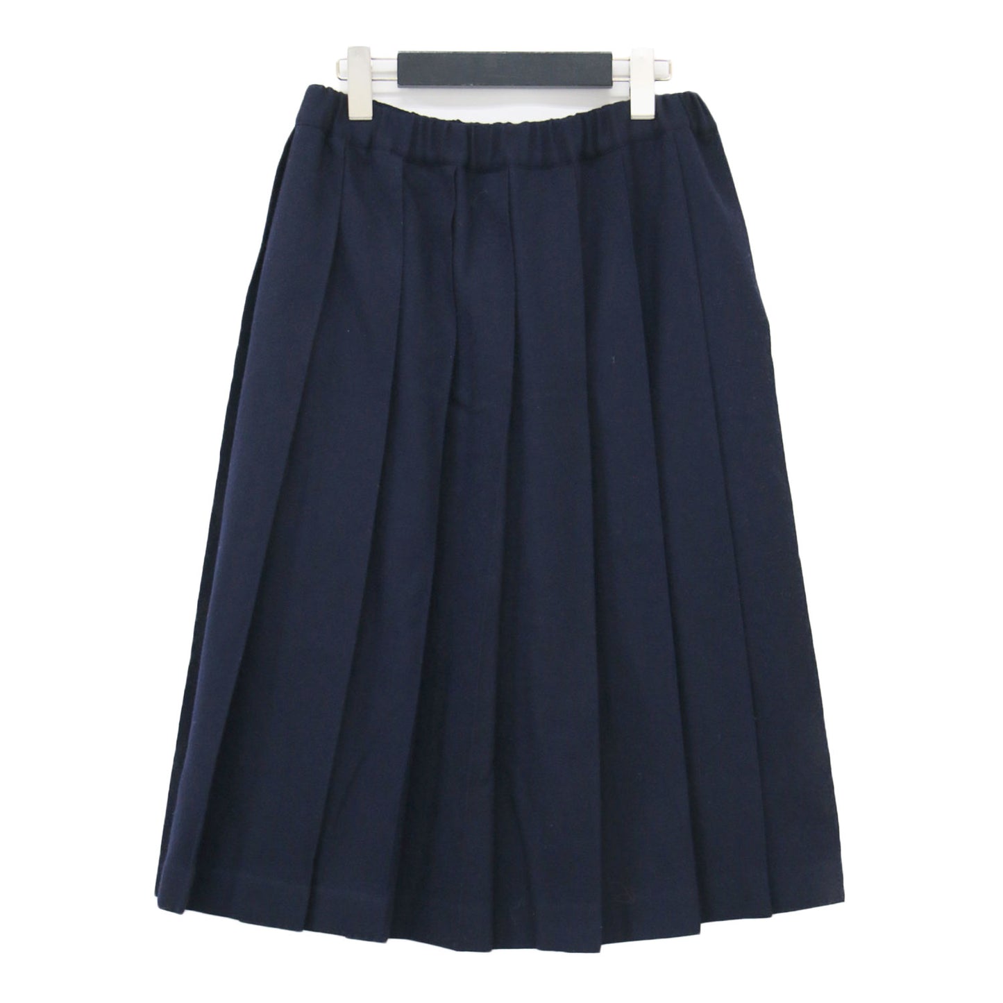 ウール プリーツスカート / フレア ミディ丈 ウエストゴム