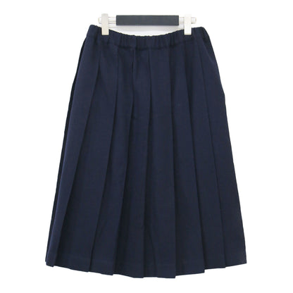 ウール プリーツスカート / フレア ミディ丈 ウエストゴム