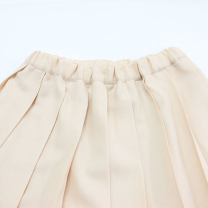 ウール プリーツスカート / フレア ミディ丈 ウエストゴム