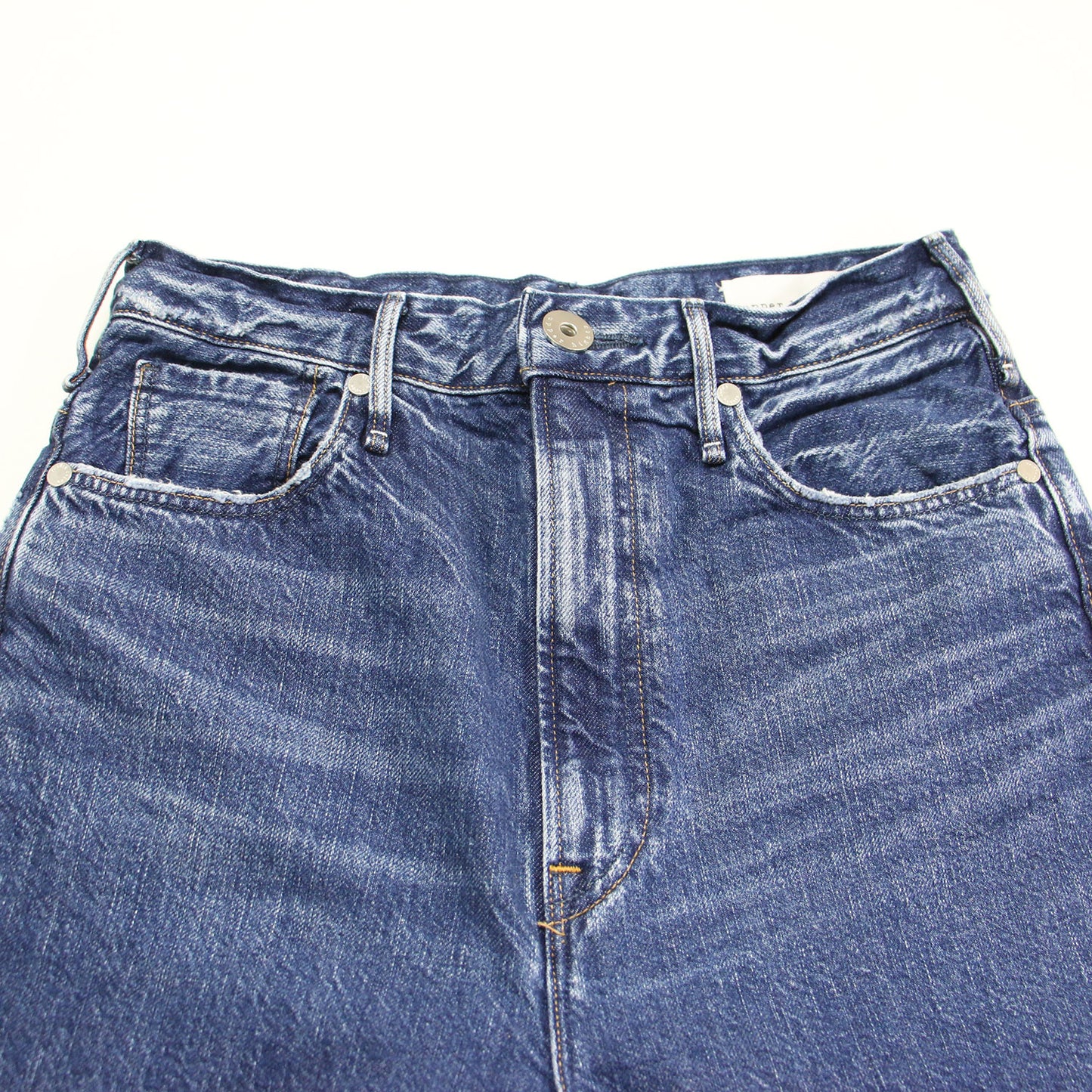 ストレート デニムパンツ / THE COUSIN ハイウエスト 5ポケット ウォッシュ加工 コットン