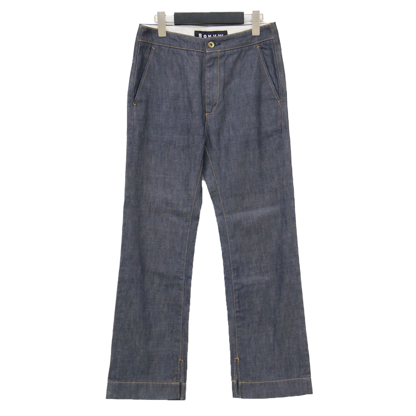 22春夏 スラックスデニム / SlacksDENIM ハイウエスト フルレングス フレア スリット コットン