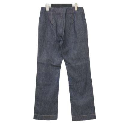 22春夏 スラックスデニム / SlacksDENIM ハイウエスト フルレングス フレア スリット コットン