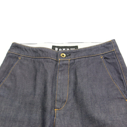 22春夏 スラックスデニム / SlacksDENIM ハイウエスト フルレングス フレア スリット コットン