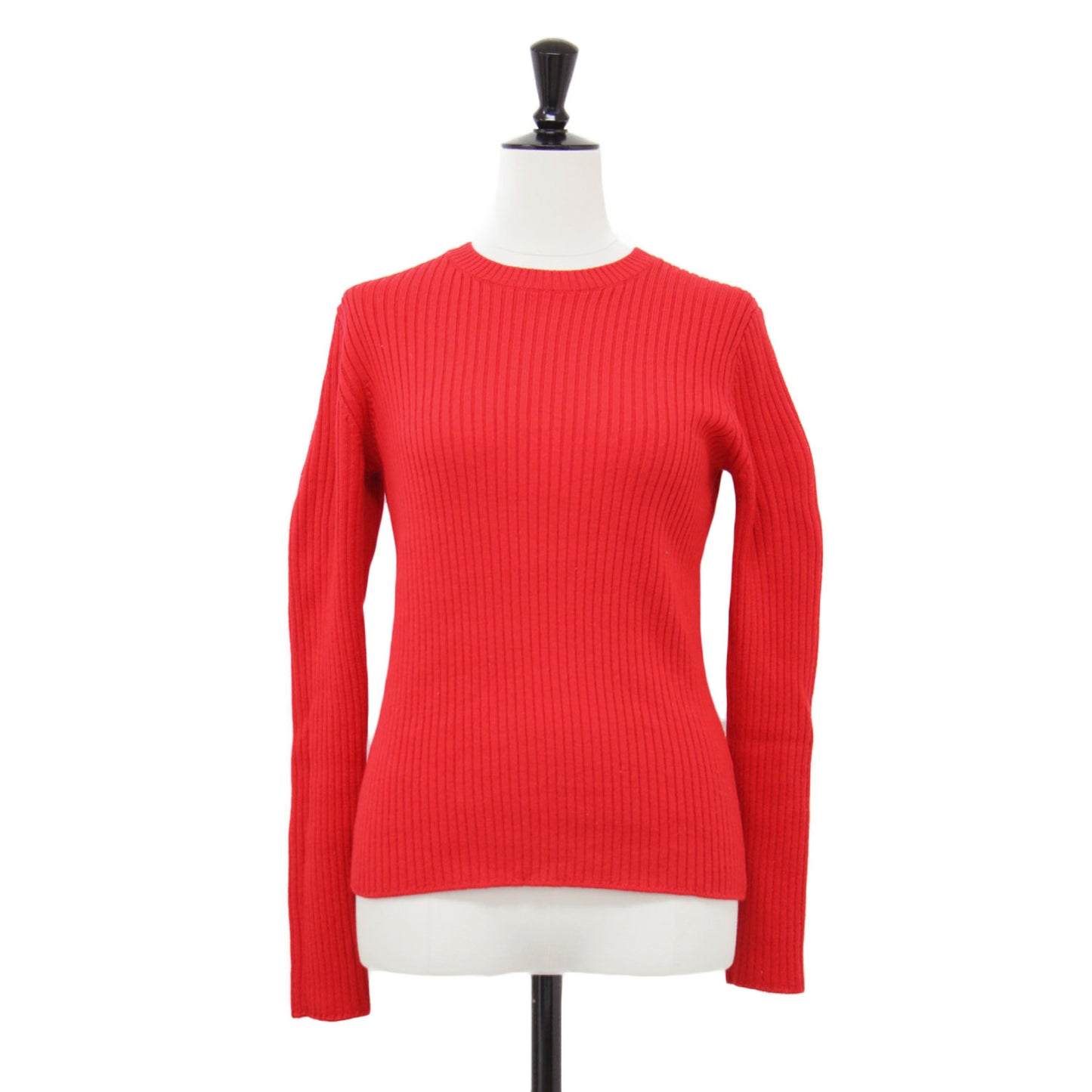 ウール リブ プルオーバー / ニット 長袖 クルーネック コンパクト ストレッチ