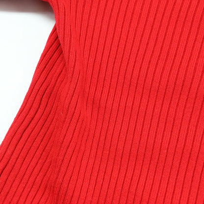 ウール リブ プルオーバー / ニット 長袖 クルーネック コンパクト ストレッチ