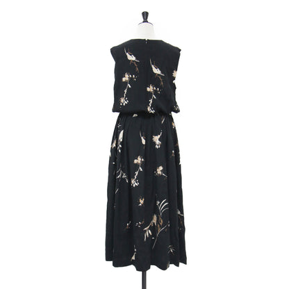 21秋冬 オータムフラワープリント ドレス / AUTUMN FLOWER ワンピース ノースリーブ ロング丈 クルーネック ギャザー フレア