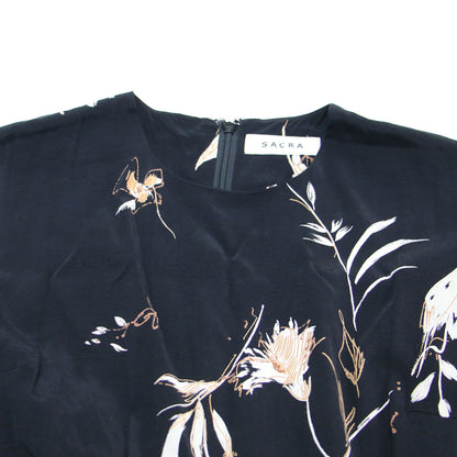 21秋冬 オータムフラワープリント ドレス / AUTUMN FLOWER ワンピース ノースリーブ ロング丈 クルーネック ギャザー フレア