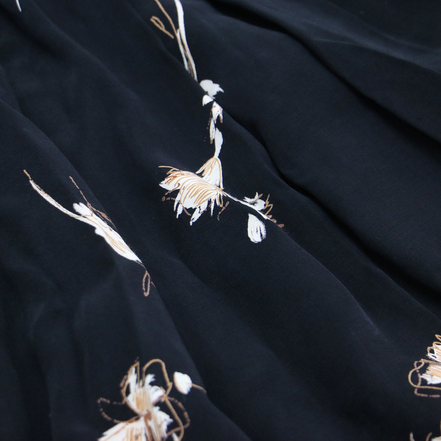 21秋冬 オータムフラワープリント ドレス / AUTUMN FLOWER ワンピース ノースリーブ ロング丈 クルーネック ギャザー フレア