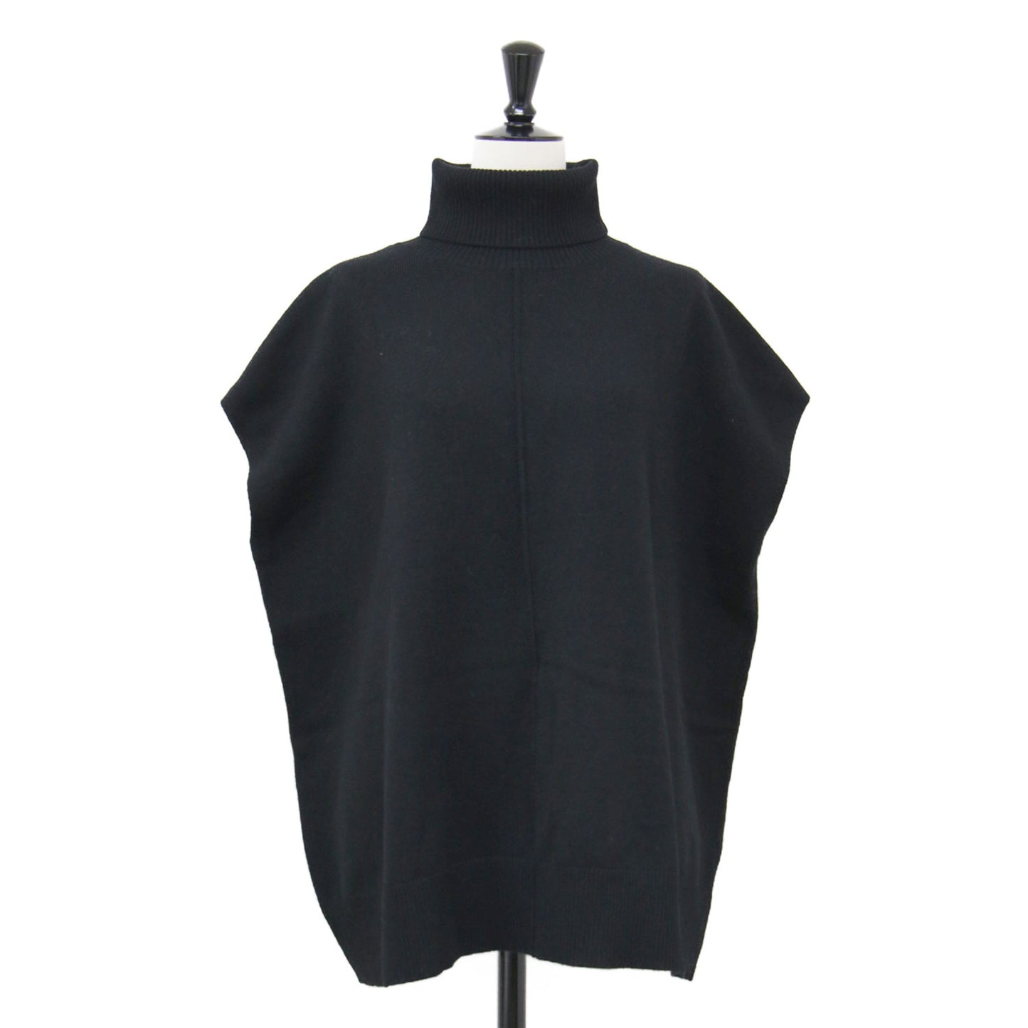 23秋冬 バックスリット ニットベスト / プルオーバー タートルネック ドロップショルダー ヤクウール