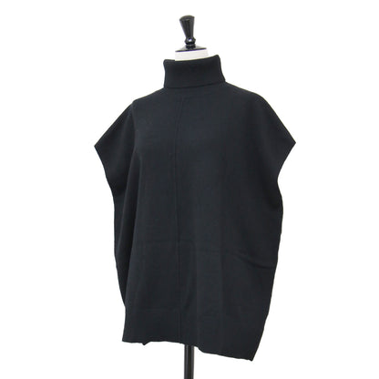 23秋冬 バックスリット ニットベスト / プルオーバー タートルネック ドロップショルダー ヤクウール