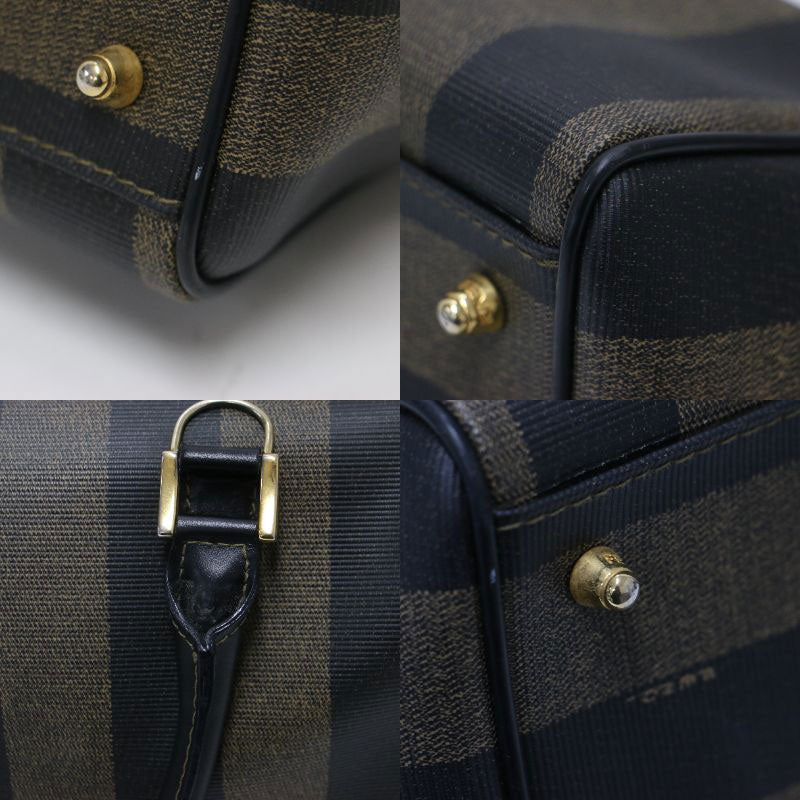 レザー ストライプ ハンドバッグ / ボストンバッグ ミニ ロゴ ステッチ 2WAY クロスボディ