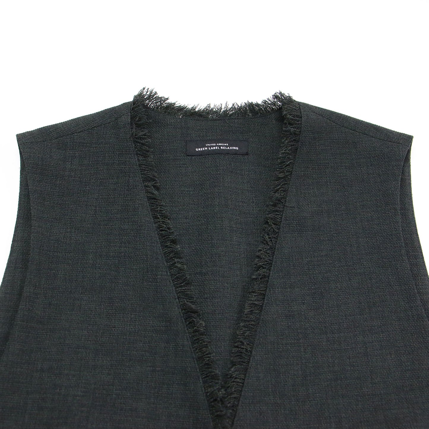 23春夏 ドライタッチ ツイード デザイン ジレ / ベスト ノースリーブ Vネック ベルト フリンジ